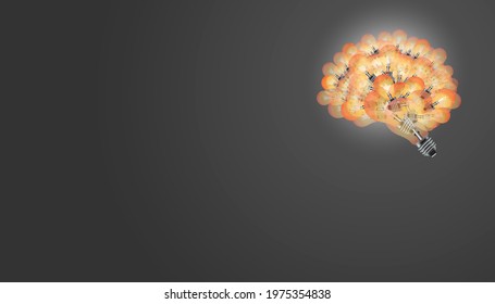 Background lamp brain yellow orange - creativity modern  idea and concept illustration education.