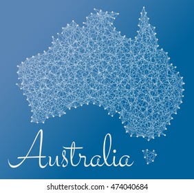 Background of The Land of Australia made by Strings and Nails in Star Shape. 