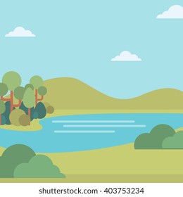 Antecedentes del paisaje con colinas y ríos.
