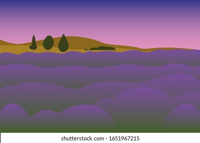paisaje de fondo campos de lavanda cielo morado