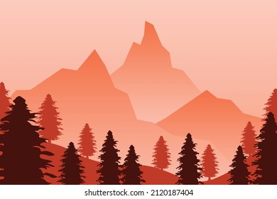 background Landscape mountain forest Premium Vector
