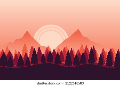 background Landscape mountain forest Premium Vector
