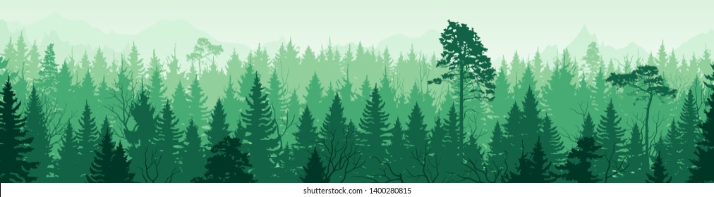 Background with   landscape. Mountains and forest. Tourism and travelling. Vector flat design