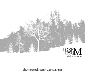 Background landscape. Tree silhouette. Vector
