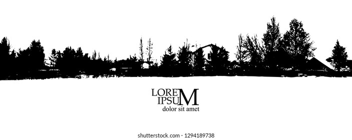 Background landscape. Tree silhouette. Vector