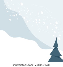 Background landscape in winter, social media post template vector illustration of winter season.