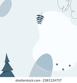 Background landscape in winter, social media post template vector illustration of winter season.