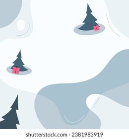 Background landscape in winter, social media post template vector illustration of winter season.