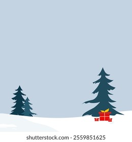 Background landscape in winter, social media post template vector illustration of winter season.
