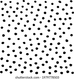 Background of large black dots on a white background. Vector image. Hand drawing