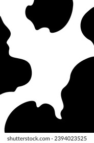 Background with large cow spots, cow skin texture, black and white spot. Animal Print. Dalmatian dog stains. Hand drawn spots. Vector illustration EPS10