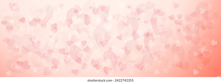 Background of large and small hearts in pink and peach colors. Illustration on Valentine Day