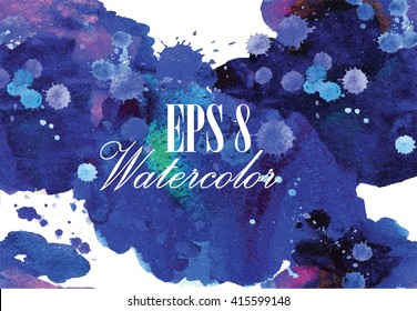
Background with large spots and splashes of watercolor paints.