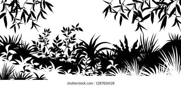 Background Laser Cutting Plants Forest Silhouette Stock Vector (Royalty ...