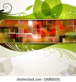 Background with leaf and flowers