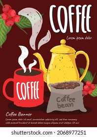 background leaflet coffee poster banner poster and flyer banner  vector illustration design