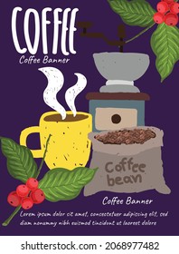 background leaflet coffee poster banner poster and flyer banner  vector illustration design