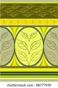 Background with leaves and butterflies pattern