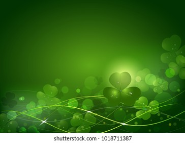 Hintergrund von den Blättern des Kleeblatts bis zum St. Patrick's Day. Vektorillustration