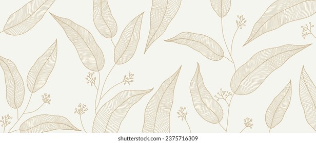 Background with leaves. Pattern of foliage, tropical leaves and twigs on a light gray background. Background for jewelry, fabric, diary, vector illustration	