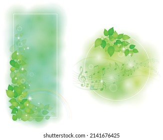 Background of leaves shining through sunbeams