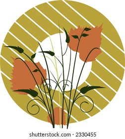 background with leaves spiral and striped circle