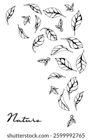Fundo com folhas. Folhagem estilizada de primavera ou verão.