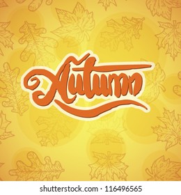 background from leaves with text autumn