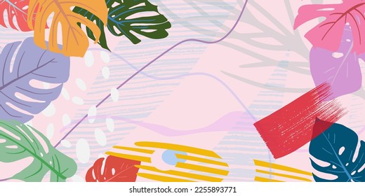 background with leaves. tropical pattern. monstera background