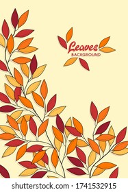 Background of leaves. Vector illustration of nature, leafs, bushes, trees, branches, tropics, jungles. Branches with leaves. Autumn background. Collection of leaves. Frame made of leaves. Leaf icon