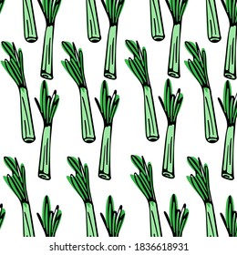 Background with leeks. Thanksgiving Day. Vector illustration.
