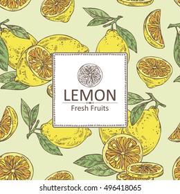 Background with lemon . hand drawn 