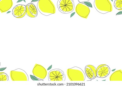 Background with lemons. Continuous one line drawing.