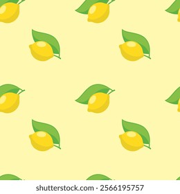 Background with lemons. Juicy yellow lemons. Vector lemons. Fresh fruit. Citrus. Textile sample. Sliced lemon. Seamless pattern with lemons.