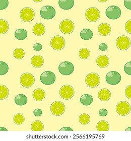 Background with lemons. Juicy yellow lemons. Vector lemons. Fresh fruit. Citrus. Textile sample. Sliced lemon. Seamless pattern with lemons.
