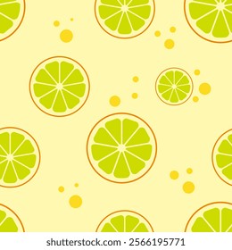 Background with lemons. Juicy yellow lemons. Vector lemons. Fresh fruit. Citrus. Textile sample. Sliced lemon. Seamless pattern with lemons.