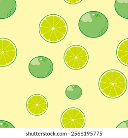 Background with lemons. Juicy yellow lemons. Vector lemons. Fresh fruit. Citrus. Textile sample. Sliced lemon. Seamless pattern with lemons.