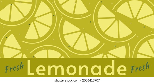 Background with lemons. Lemonade name with lime slices.  Fresh fruit. Citrus. 