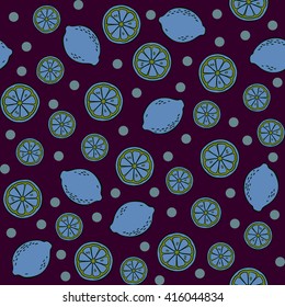 Background with lemons. Vector cute fruits seamless pattern.