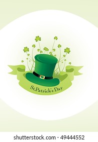 background with leprechaun hat, patrick day ribboon