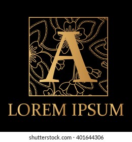 Background with A letter golden