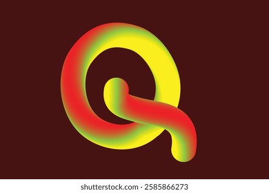 The background of the letter "Q" which is composed of gradations of several light colors is poured on one canvas.A to Z.x sign with dark yellow background. Abstract gradation wave pattern alphabets 