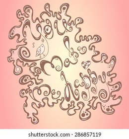 background with lettering, bird and heart
