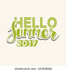 Background with Lettering Hello Summer. Vector Illustration