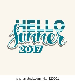 Background with Lettering Hello Summer. Vector Illustration