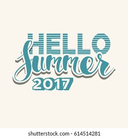 Background with Lettering Hello Summer. Vector Illustration