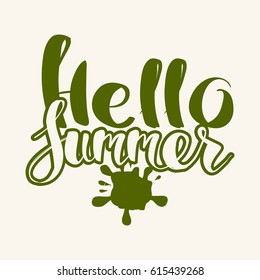 Background with Lettering Hello Summer. Vector Illustration