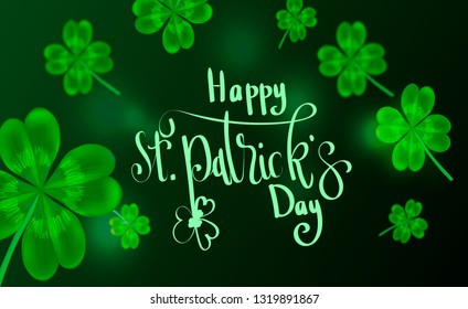 background with letters on the subject of holiday, happy St. Patrick day. green card.