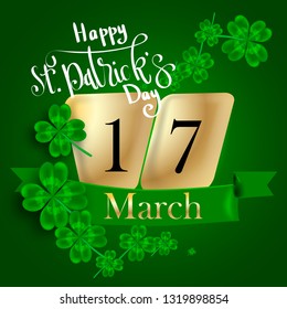 background with letters on the subject of holiday, happy St. Patrick day. green card.