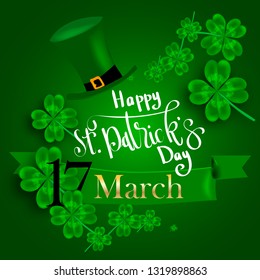 background with letters on the subject of holiday, happy St. Patrick day. green card.